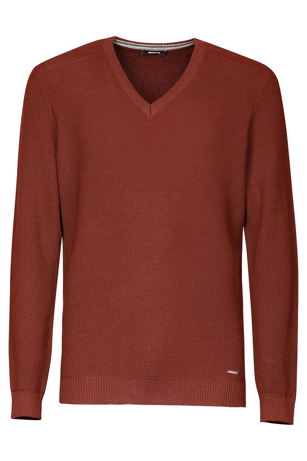 Pulover slim maro guler in v