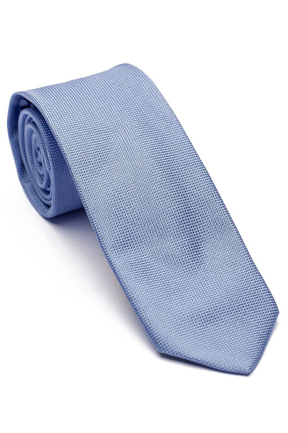 Cravata matase tesuta bleu uni