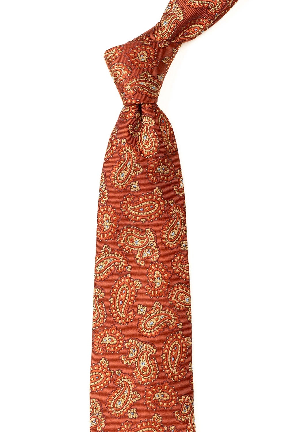 Cravata matase tesuta oranj print floral