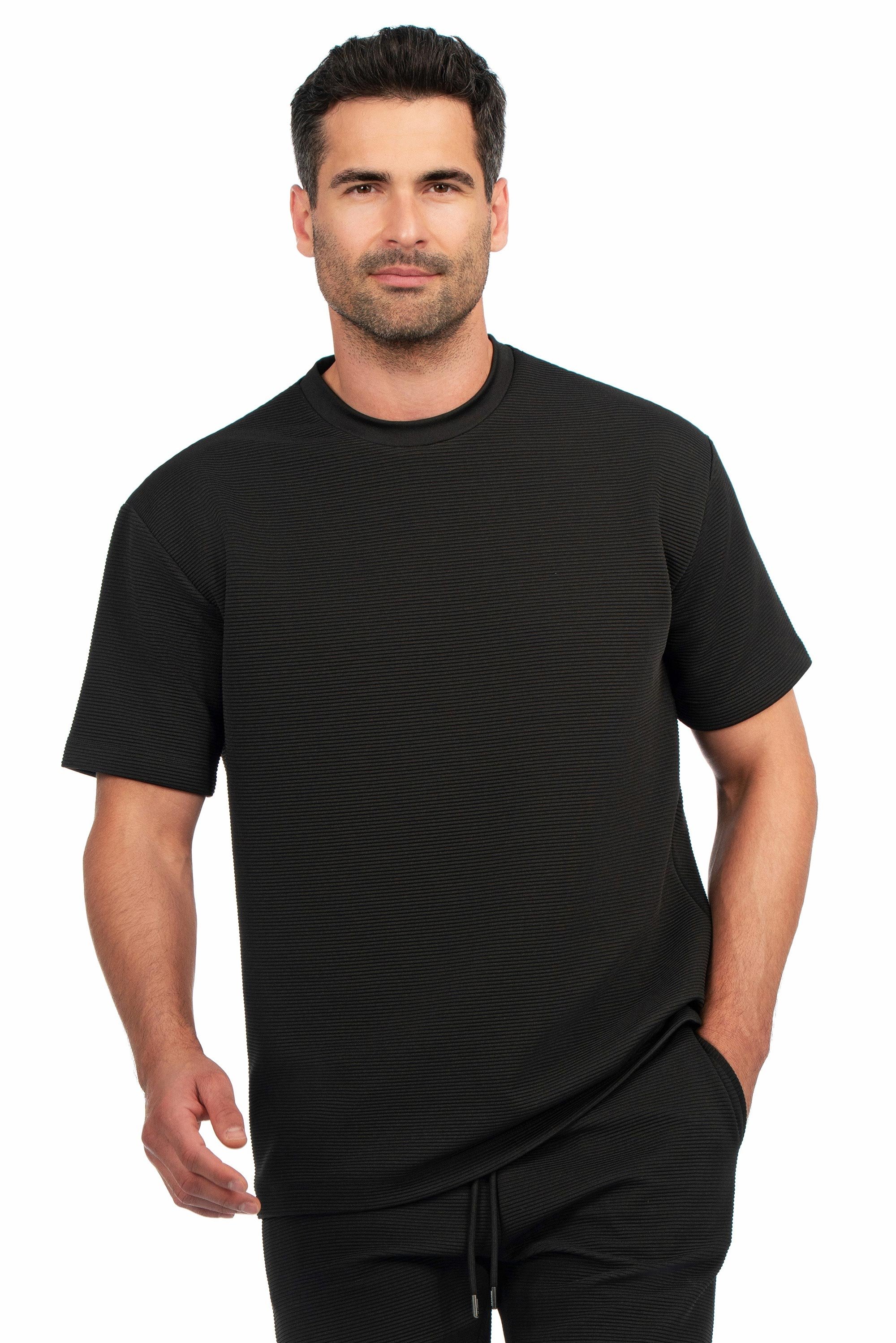 Tricou oversize negru guler rotund