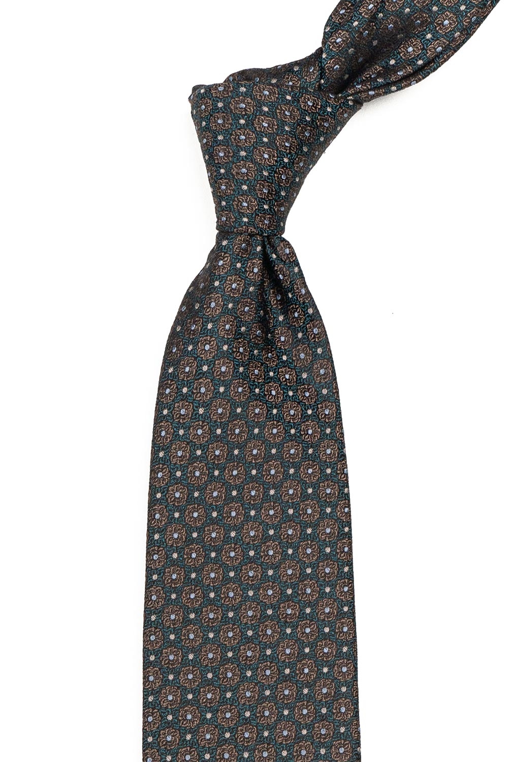 Cravata matase tesuta albastra print floral