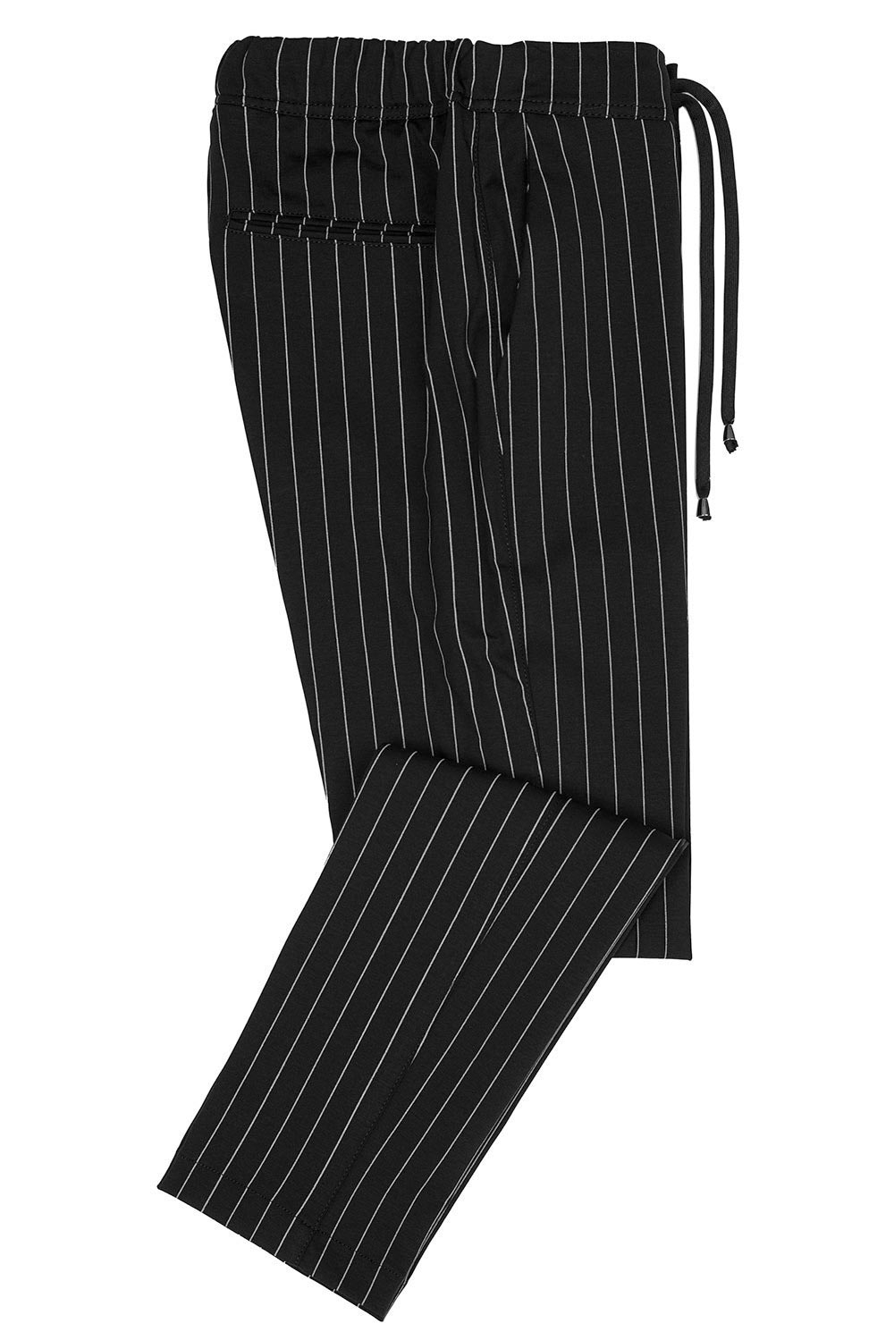 Pantaloni slim negri cu dungi