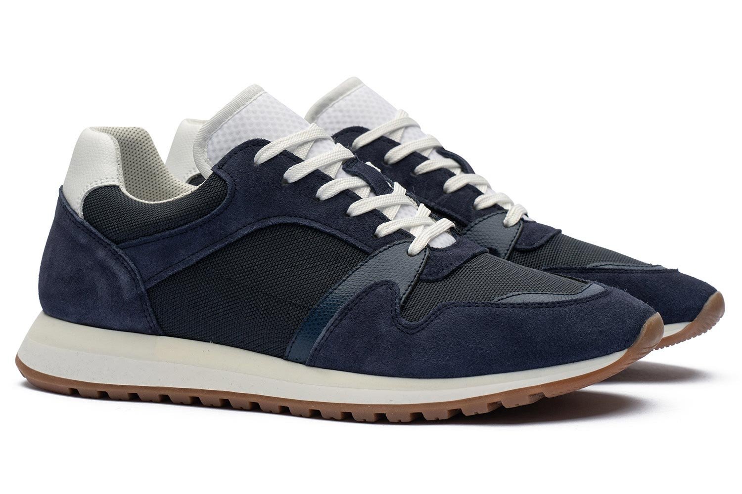 Sneakers bleumarin piele si textil