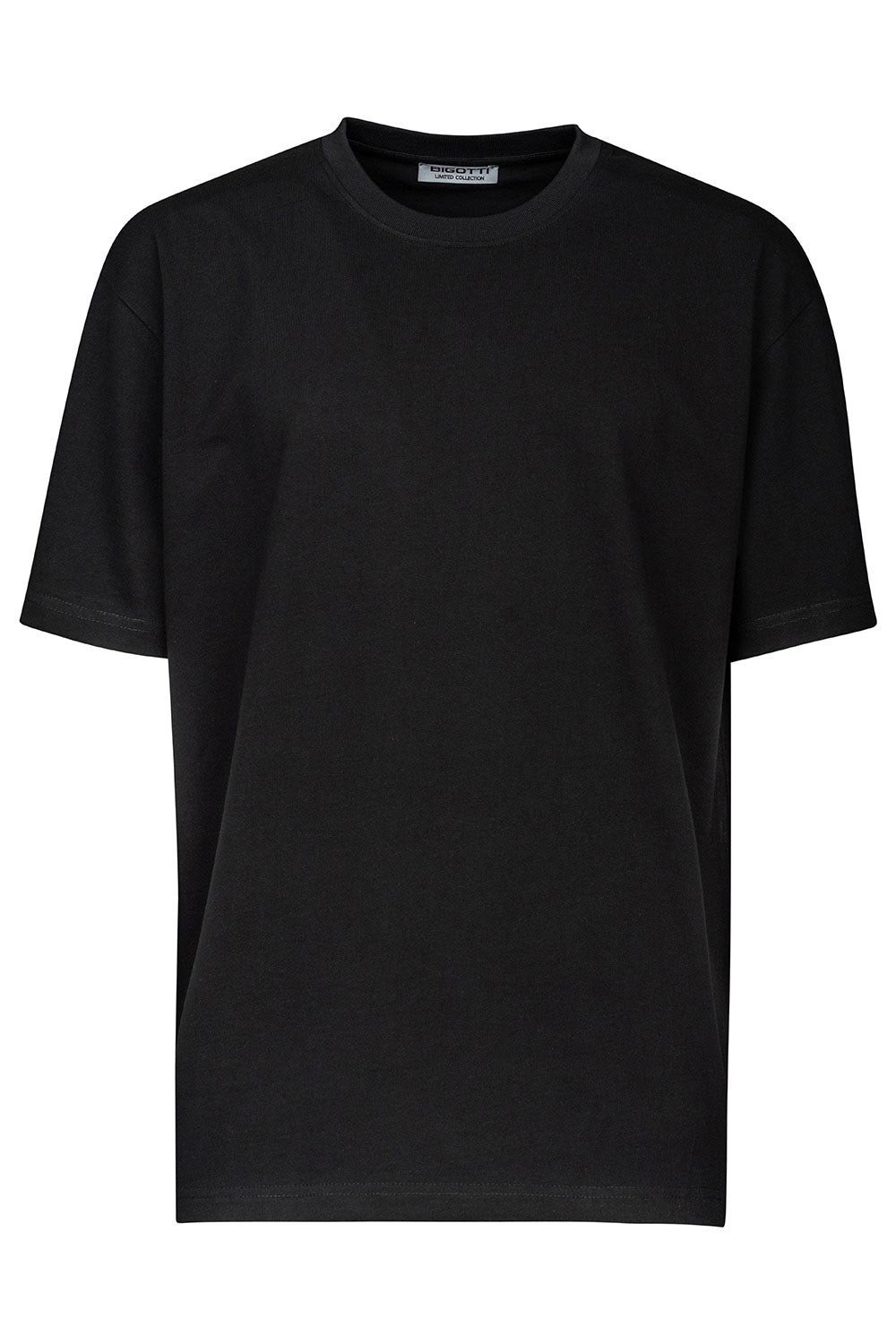 Tricou oversize negru guler rotund