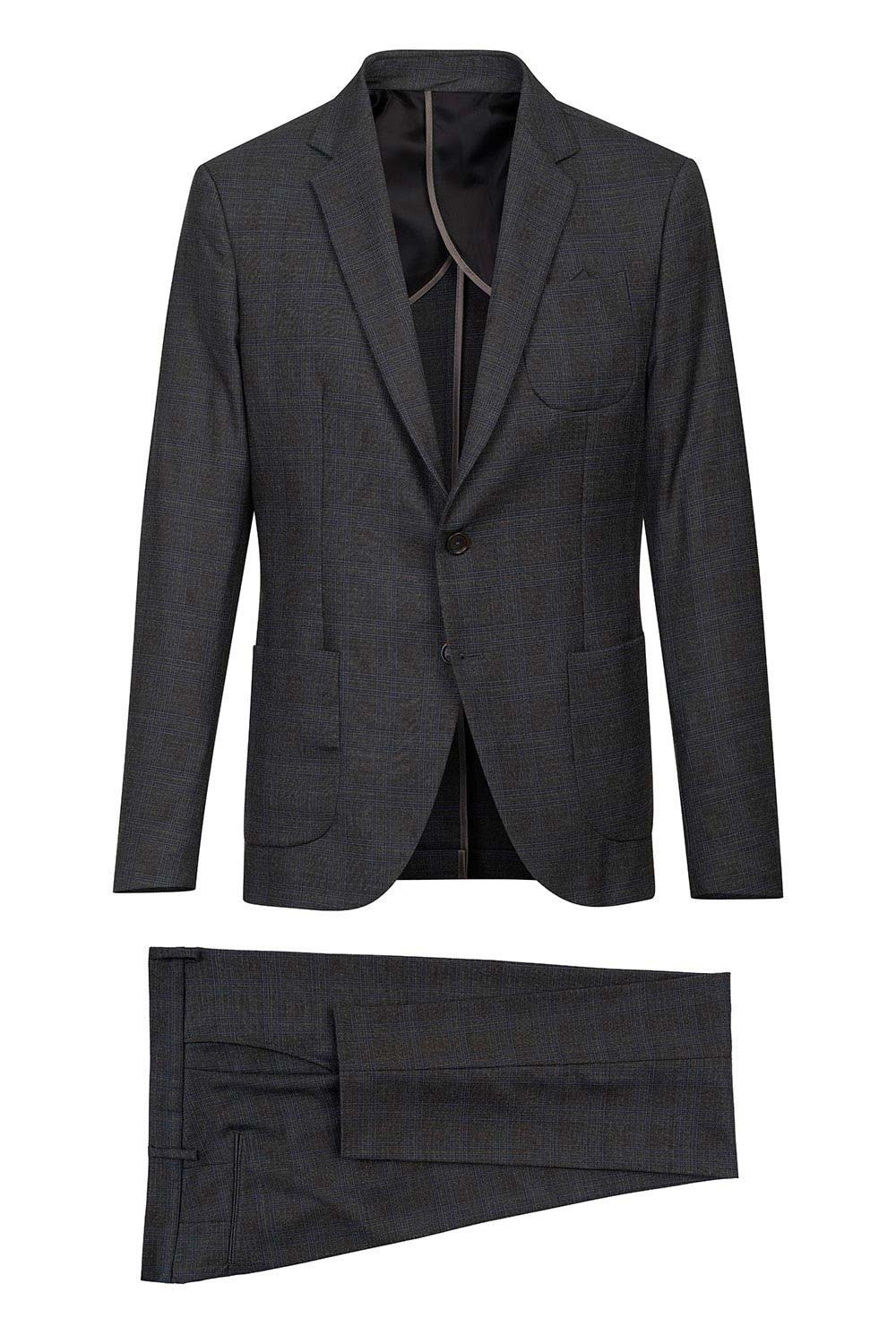 Costum slim gri in carouri