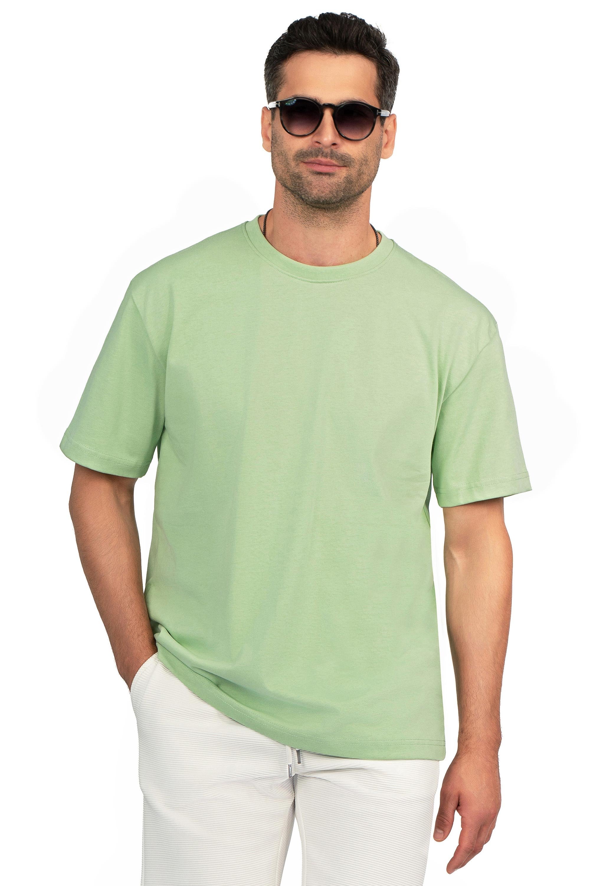 Tricou oversize verde guler rotund