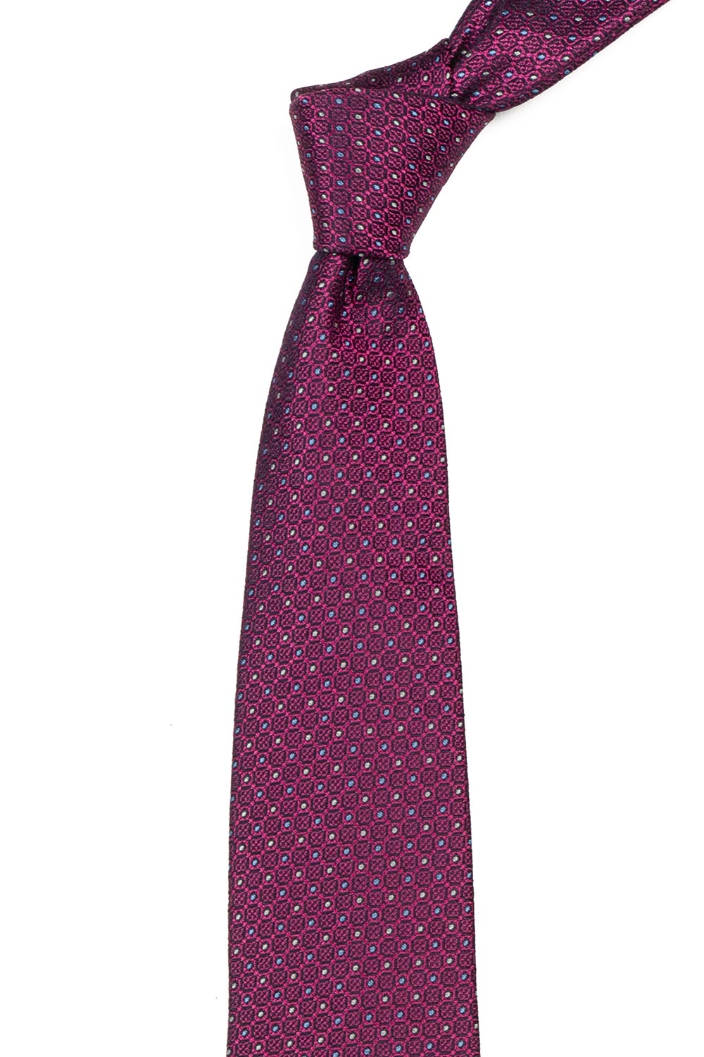 Cravata matase tesuta cyclam print geometric