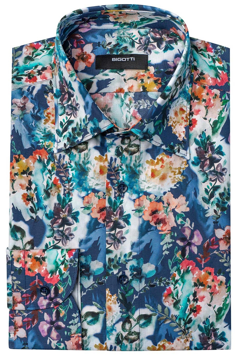 Camasa shaped albastra print floral