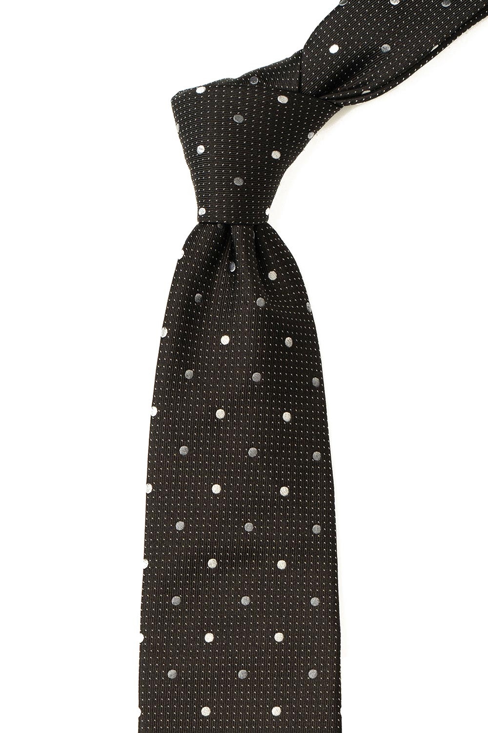 Cravata matase tesuta neagra print geometric