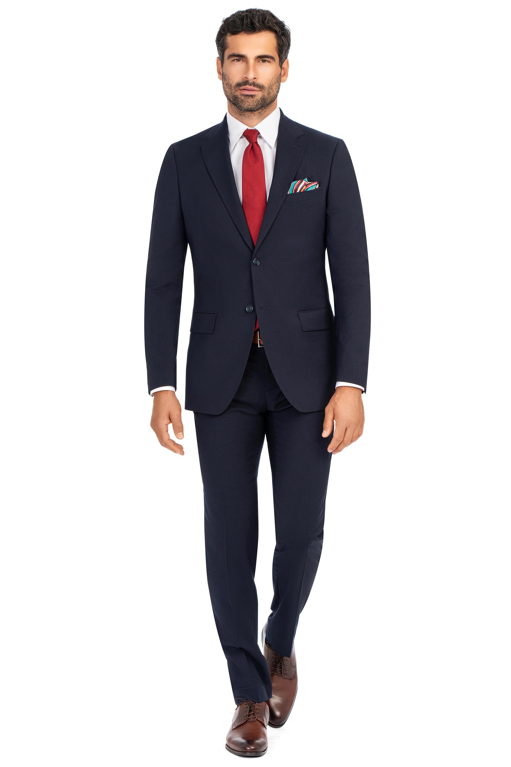 Costum slim conti bleumarin uni