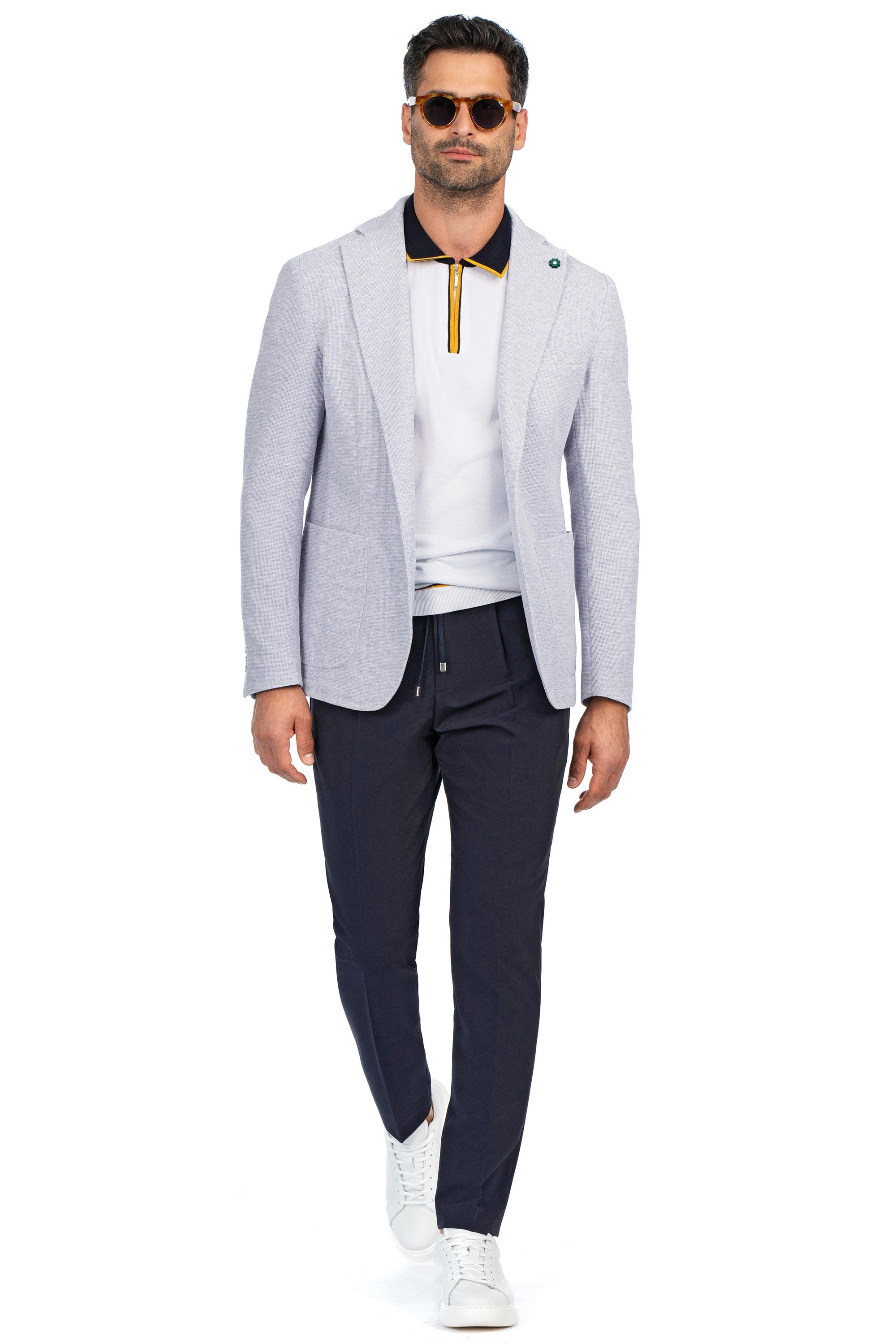 Pantaloni slim bleumarin uni