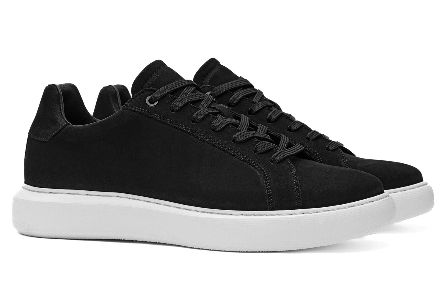 Sneakers negri piele naturala