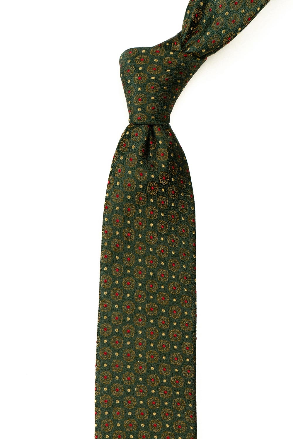 Cravata matase tesuta verde print floral