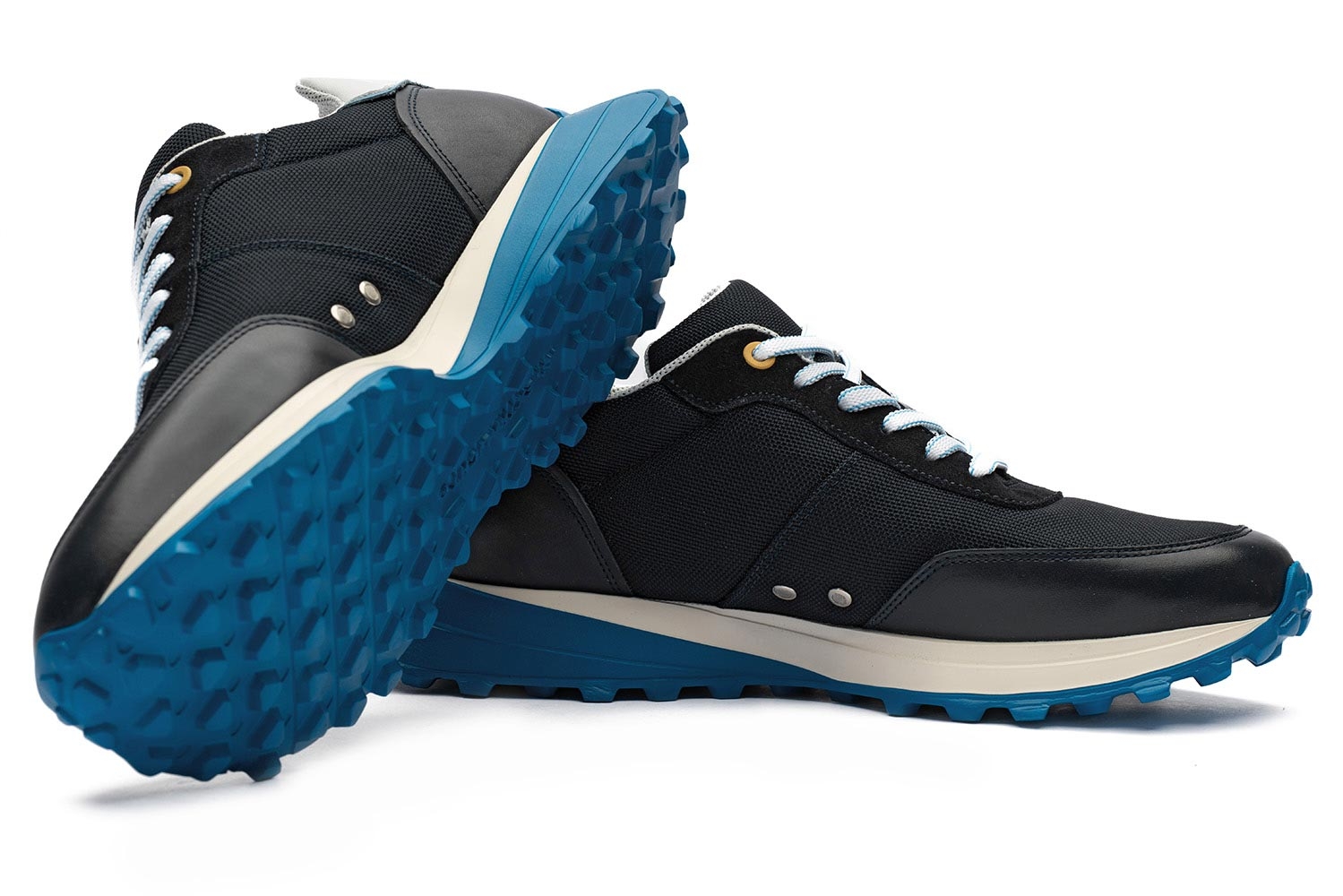 Sneakers bleumarin piele naturala si textil