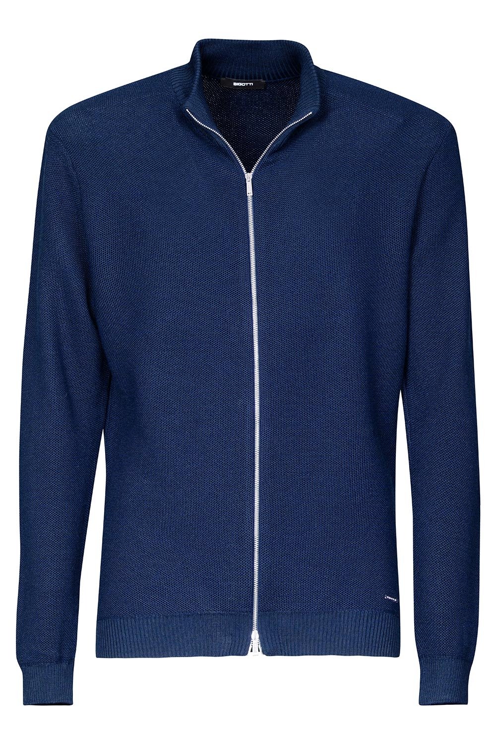 Pulover slim albastru cu fermoar