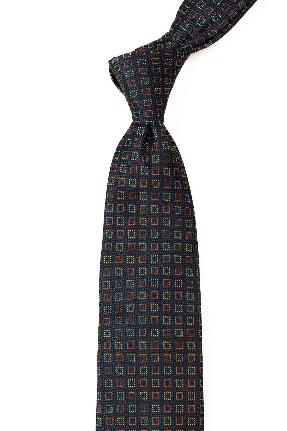 Cravata matase tesuta albastra print geometric