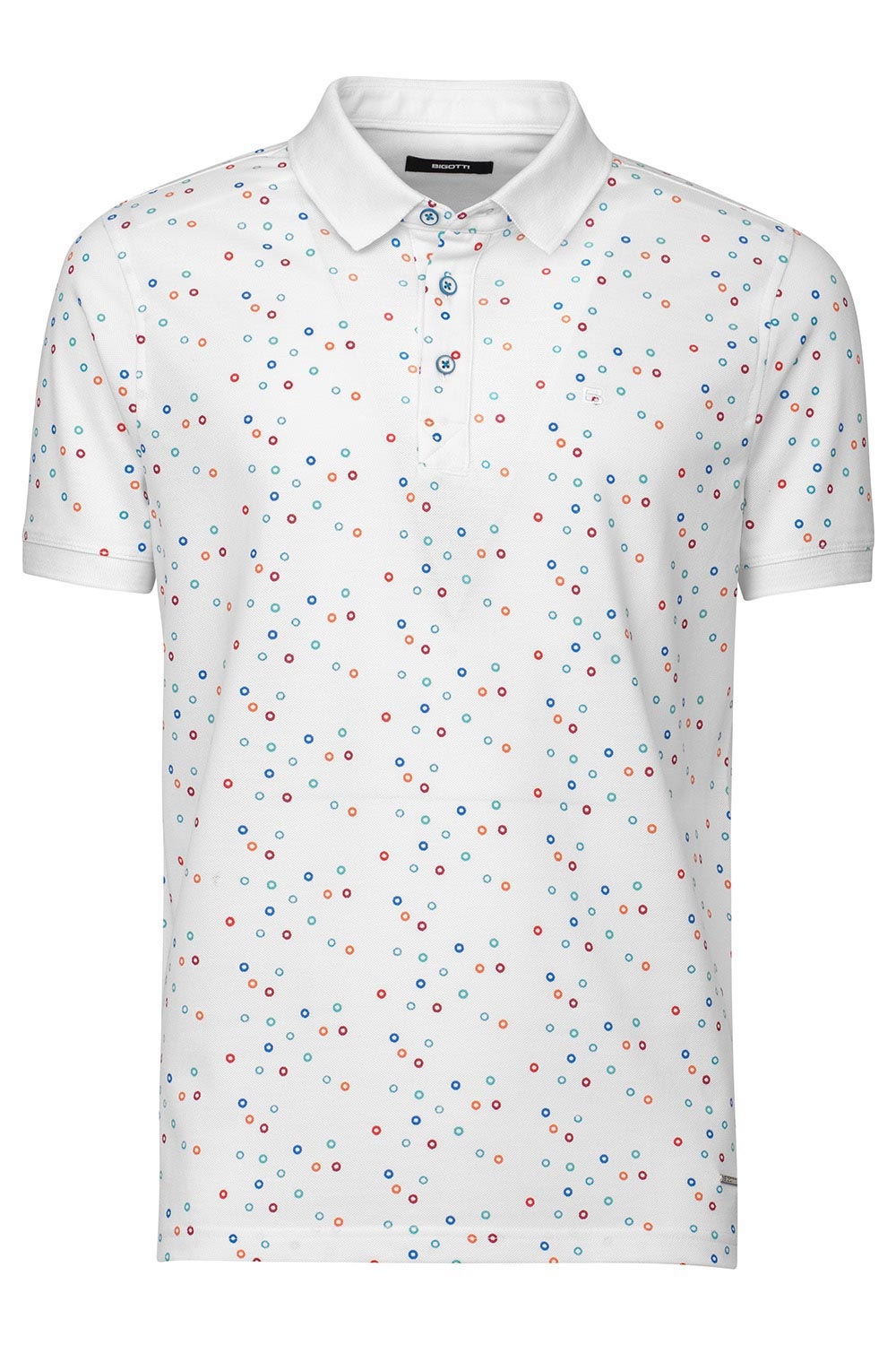 Tricou polo slim alb print geometric