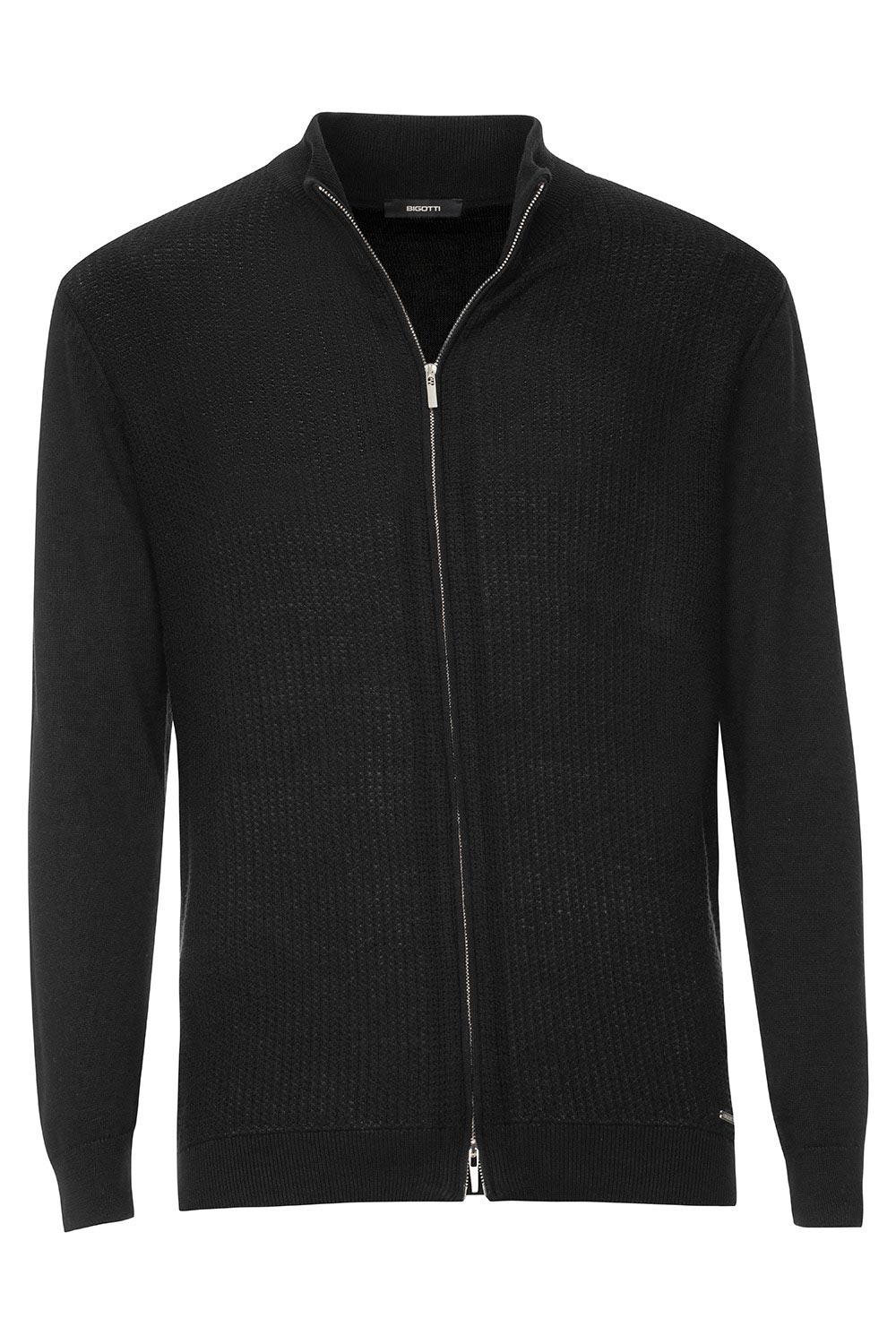 Pulover regular negru cu fermoar