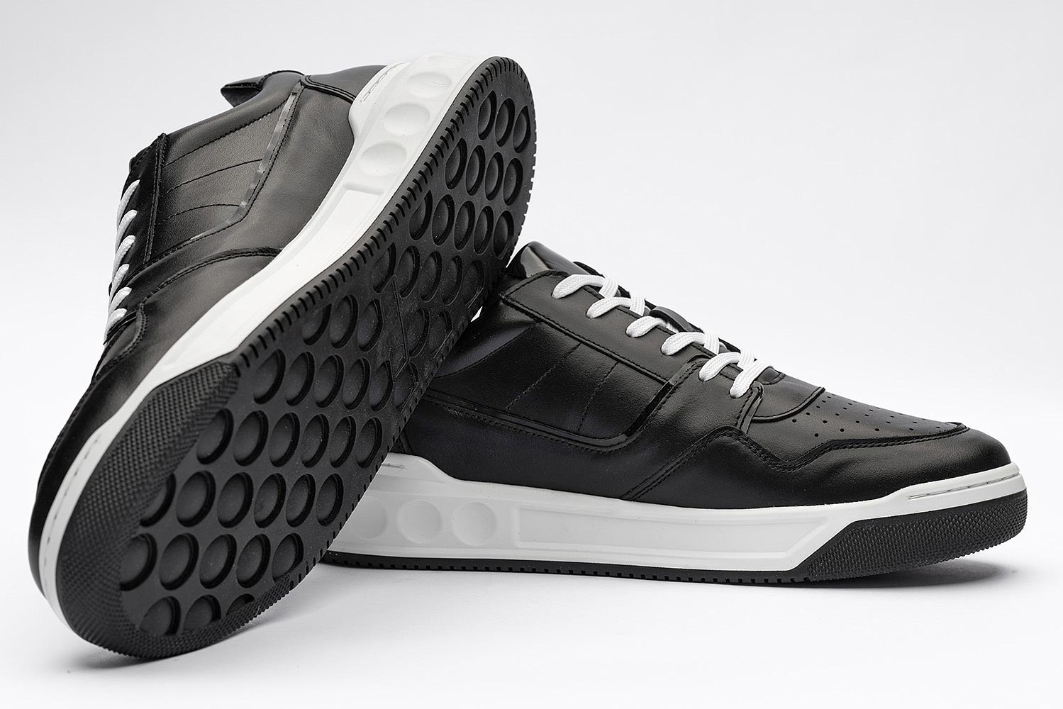 Sneakers negri piele naturala