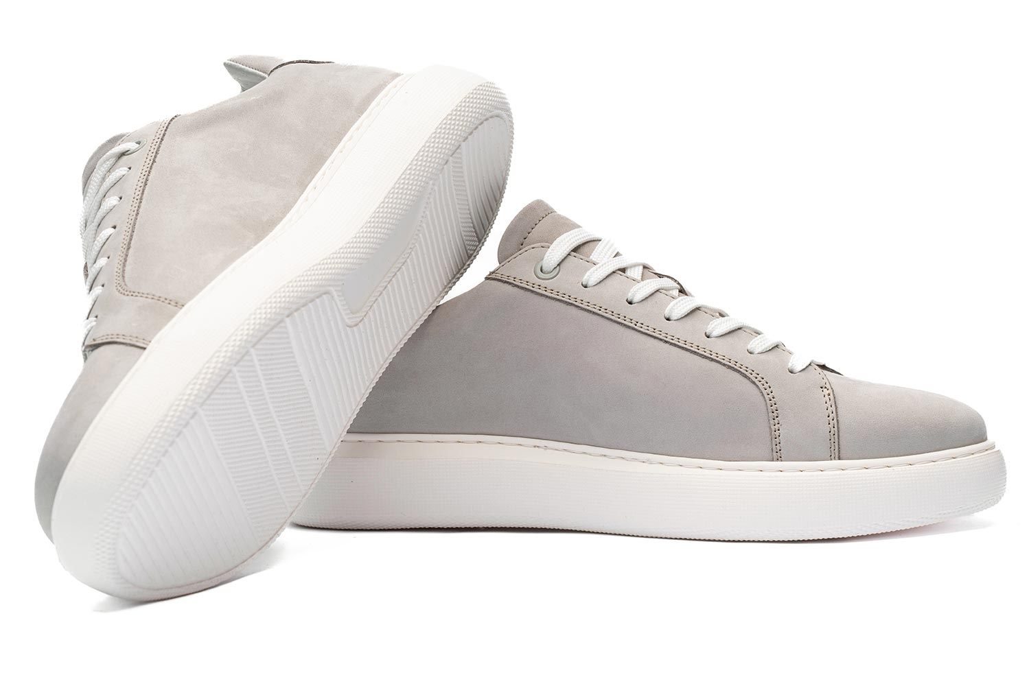 Sneakers gri piele naturala