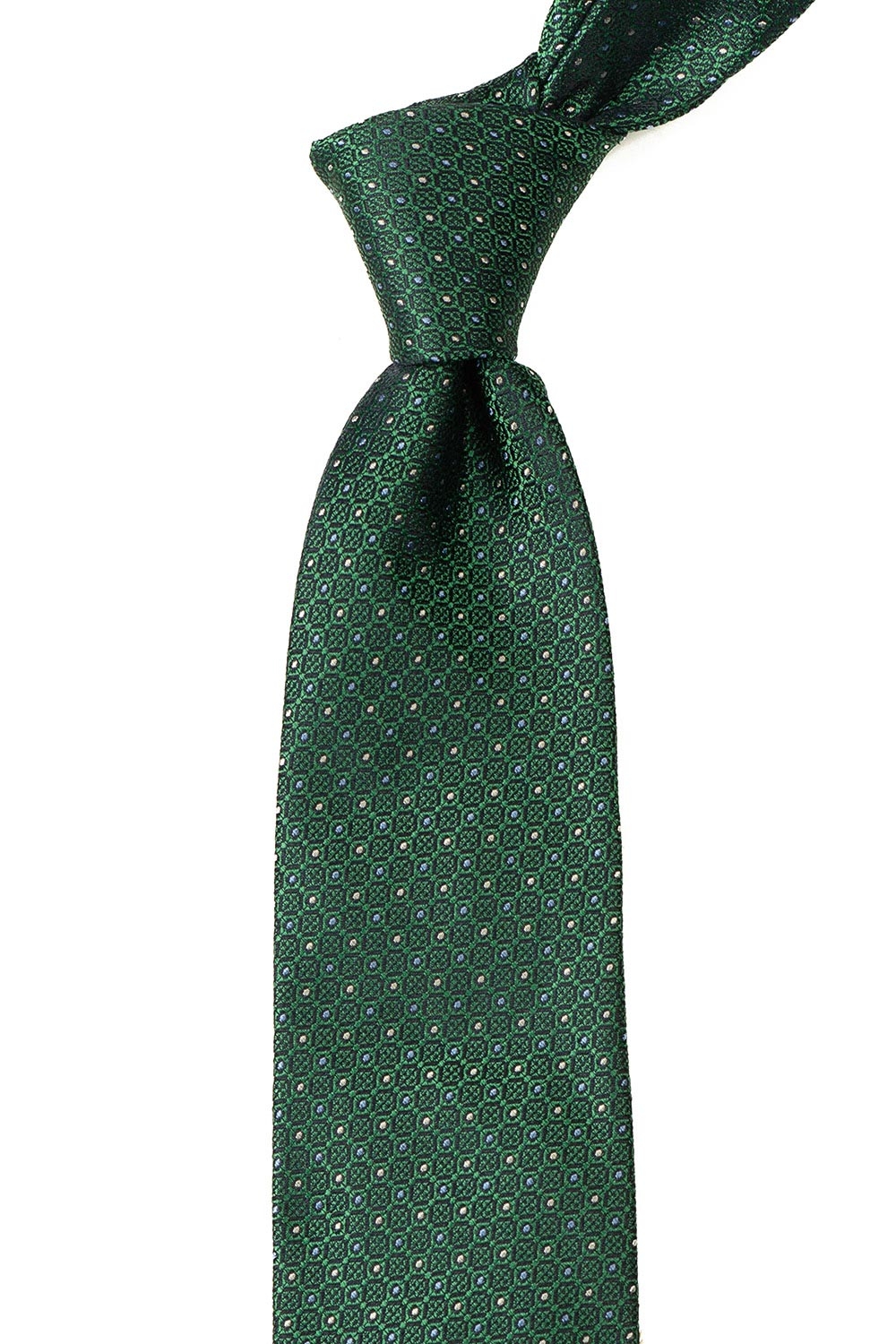 Cravata matase tesuta verde print geometric