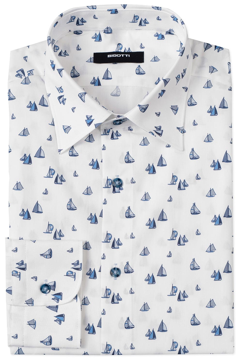 Camasa superslim alba print geometric