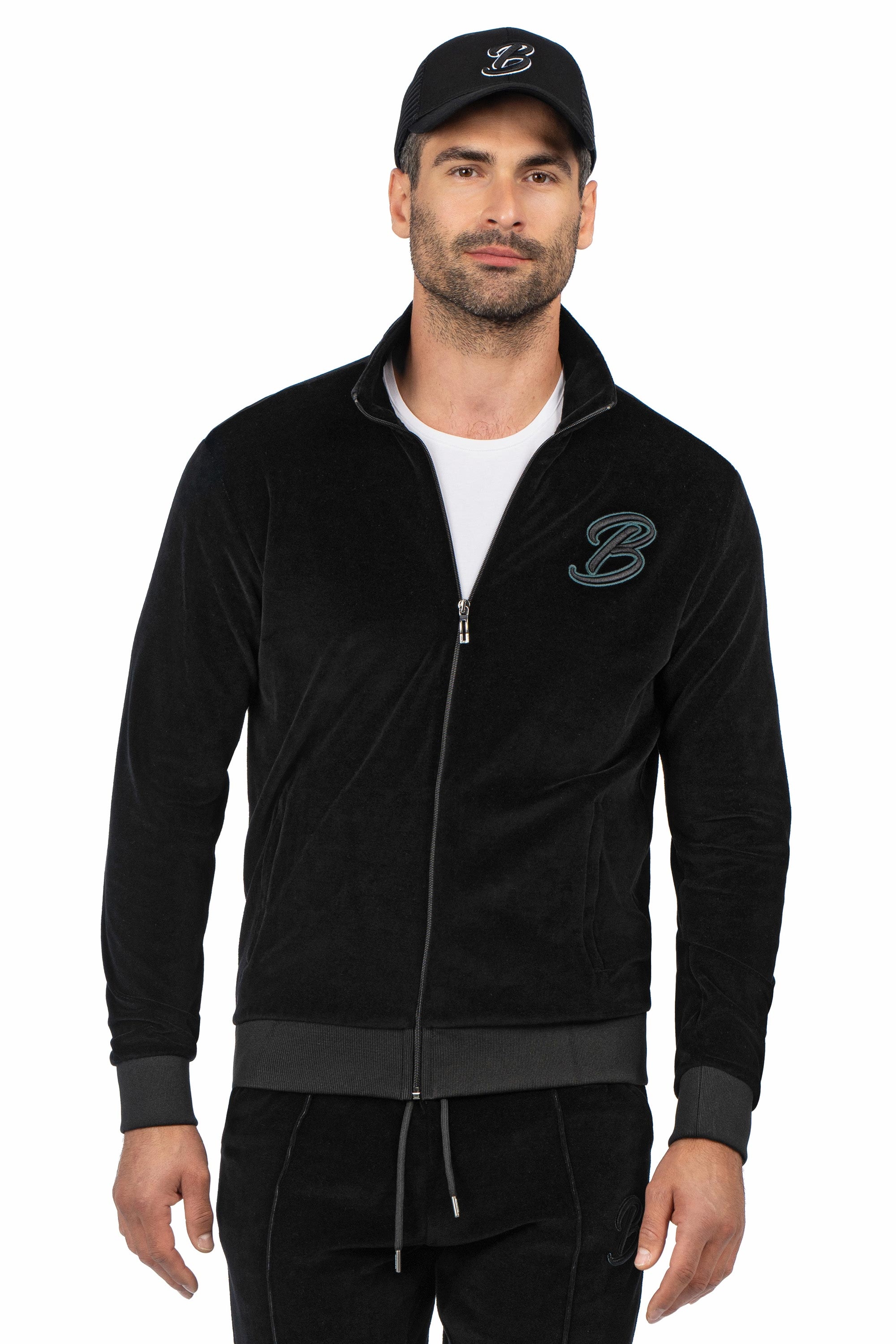 Hanorac slim negru cu fermoar