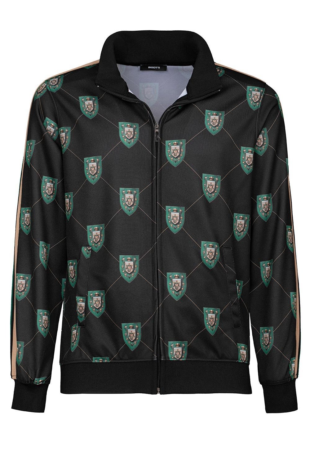 Hanorac slim negru print geometric