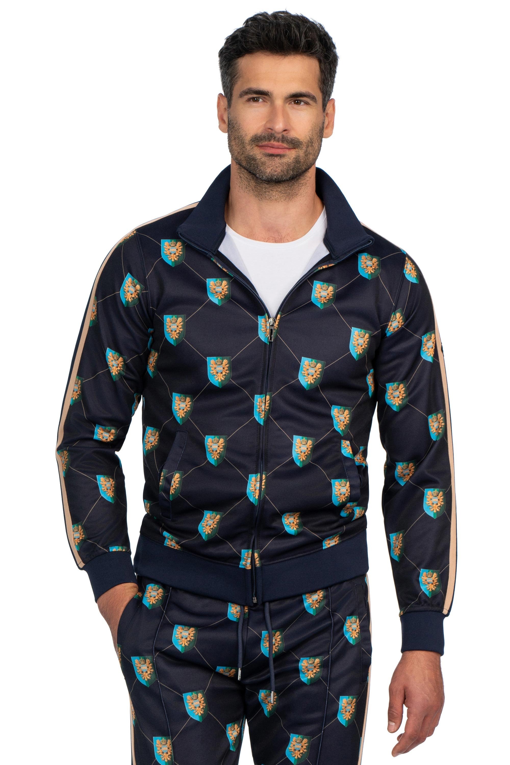 Hanorac slim bleumarin print geometric