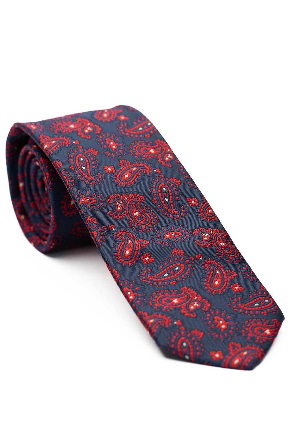 Cravata matase tesuta albastra print floral