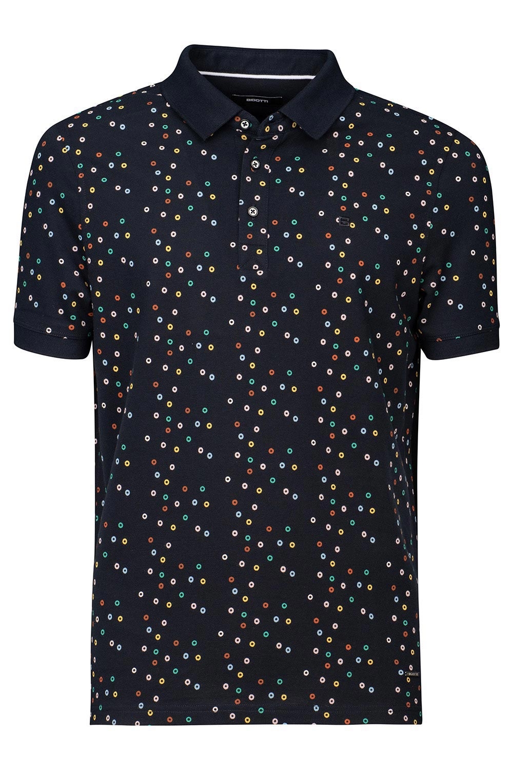 Tricou polo slim bleumarin print geometric