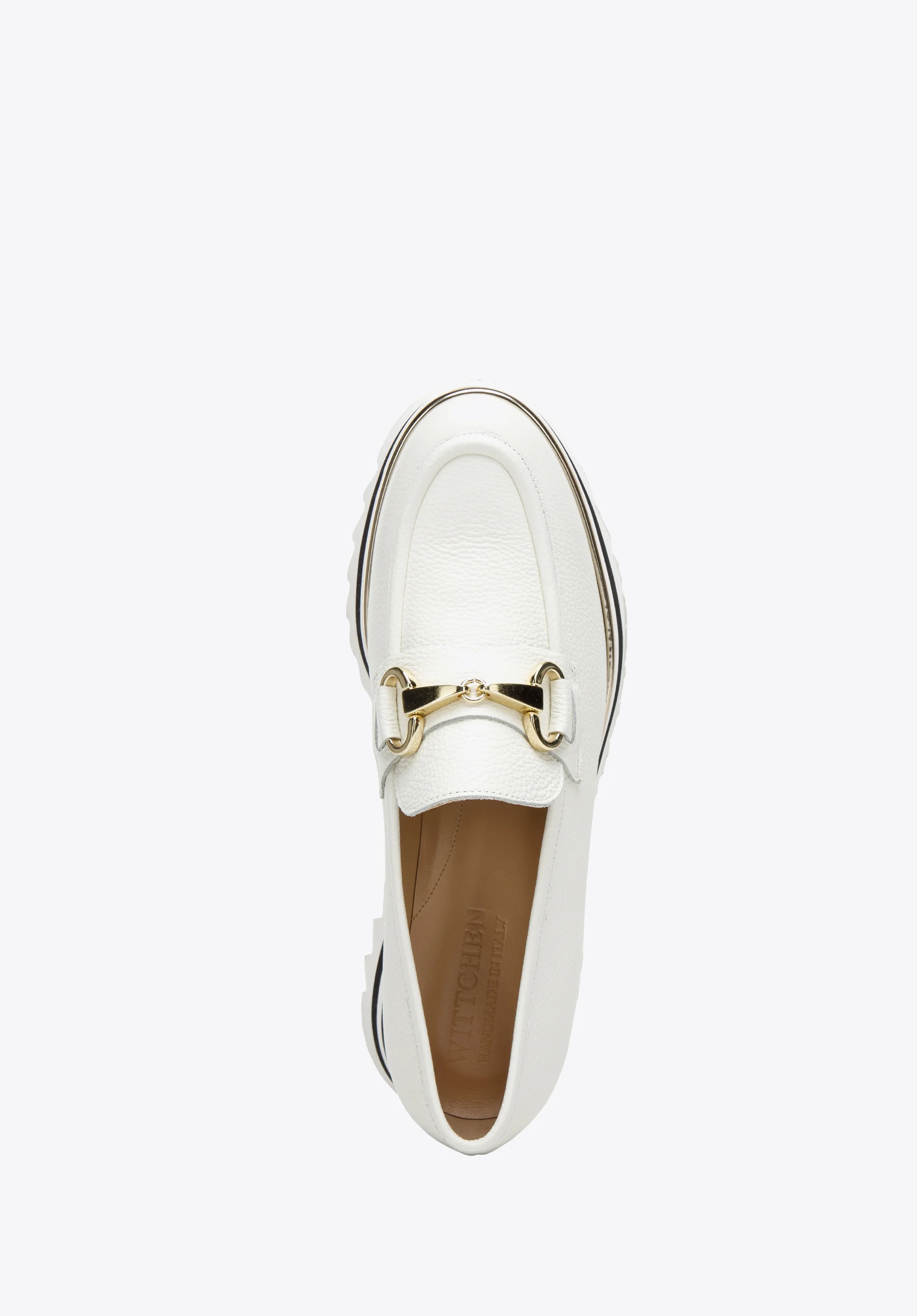 Damskie mokasyny skórzane na platformie w pasy