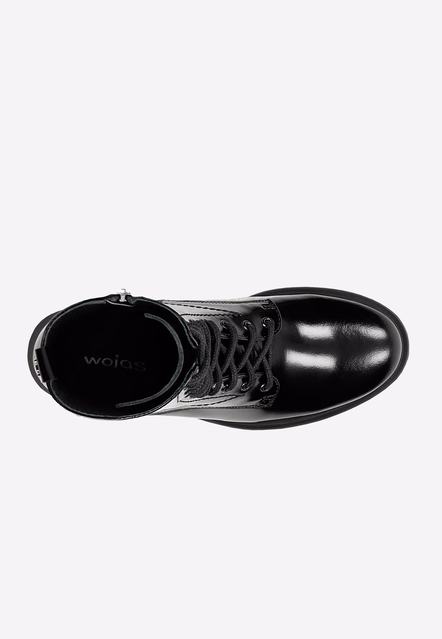 Wysokie lakierowane trzewiki damskie czarne