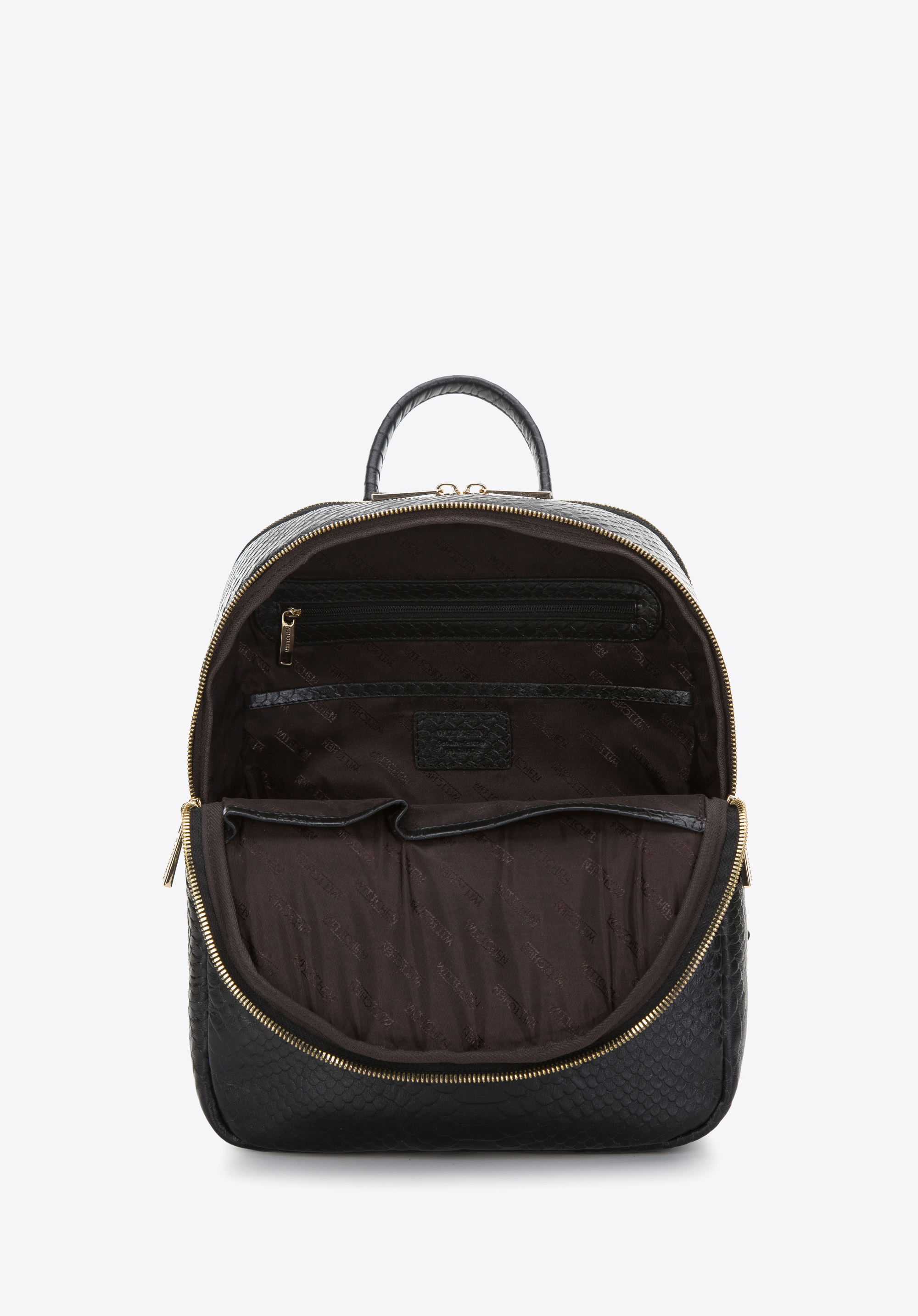 Damski plecak ze skóry o fakturze lizard dwukomorowy