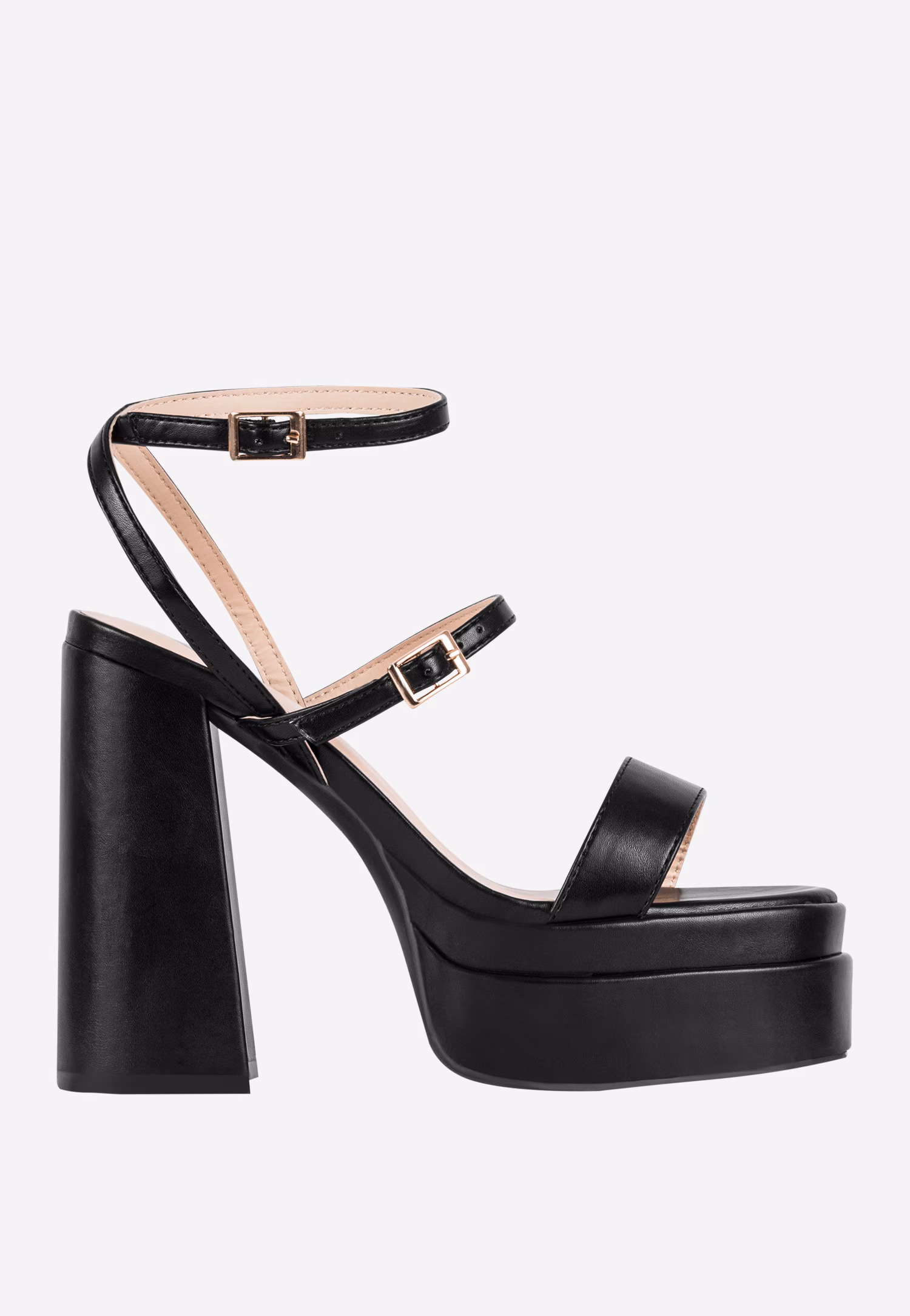 WJS beżowe masywne sandały damskie na wysokim obcasie