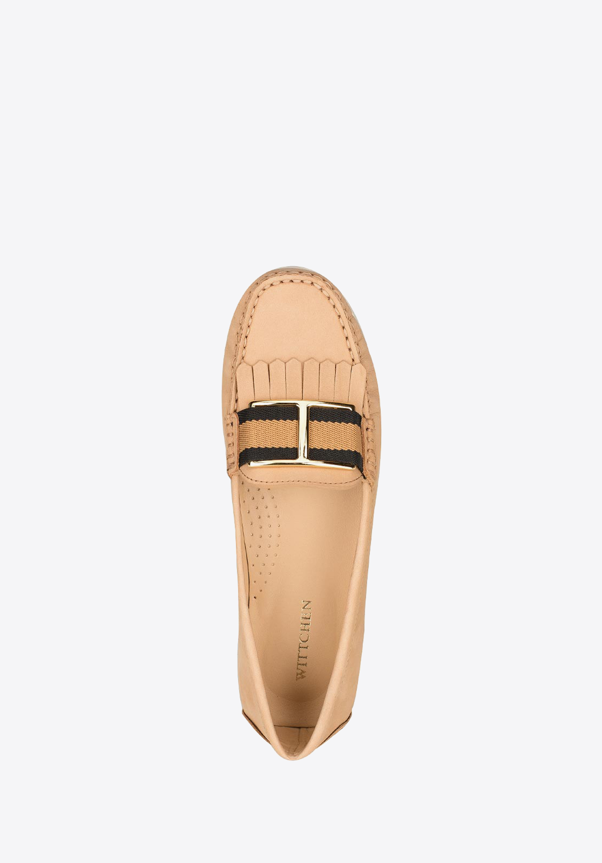 Damskie mokasyny skórzane z ozdobnym paskiem