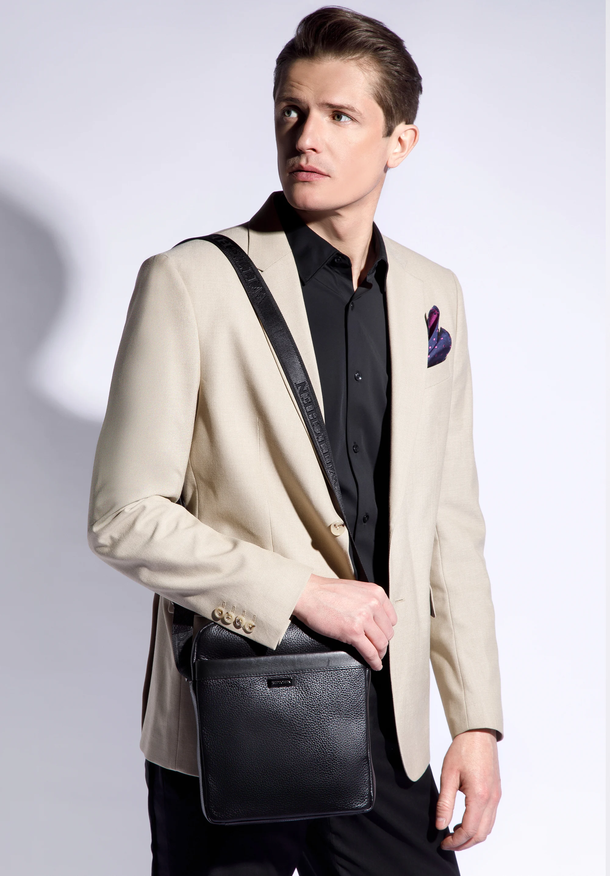 Męska listonoszka skórzana z matowym obszyciem