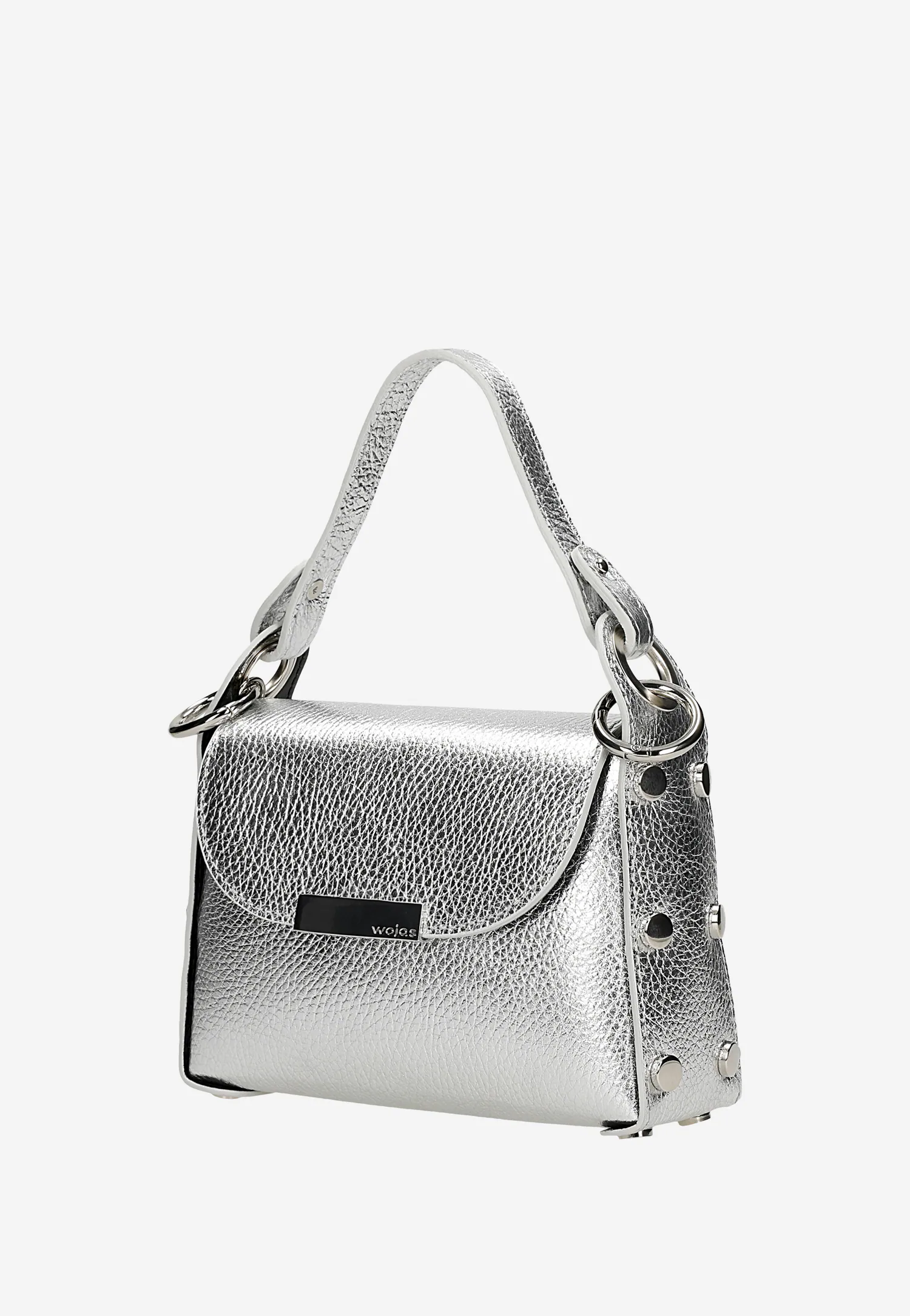 Srebrna wizytowa torebka damska z łańcuszkiem
