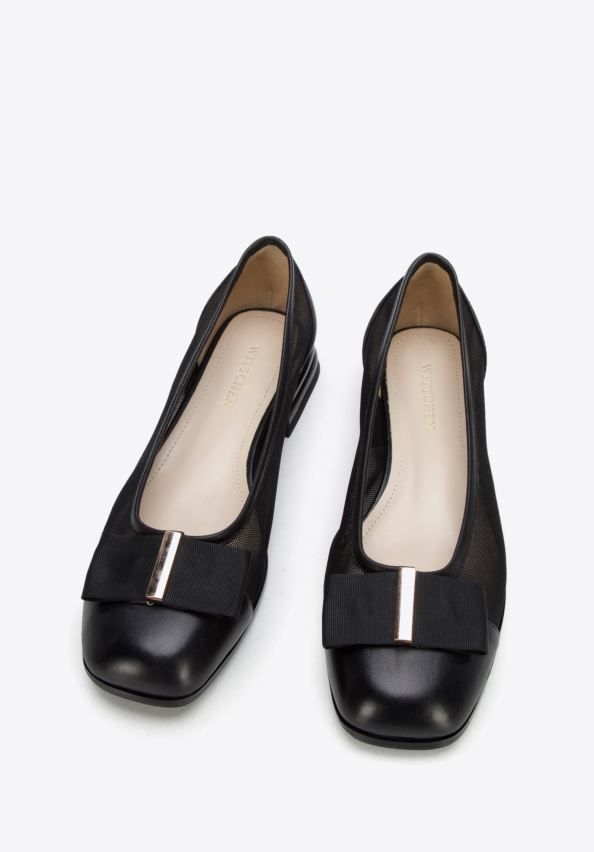 Czółenka transparentne z kokardą