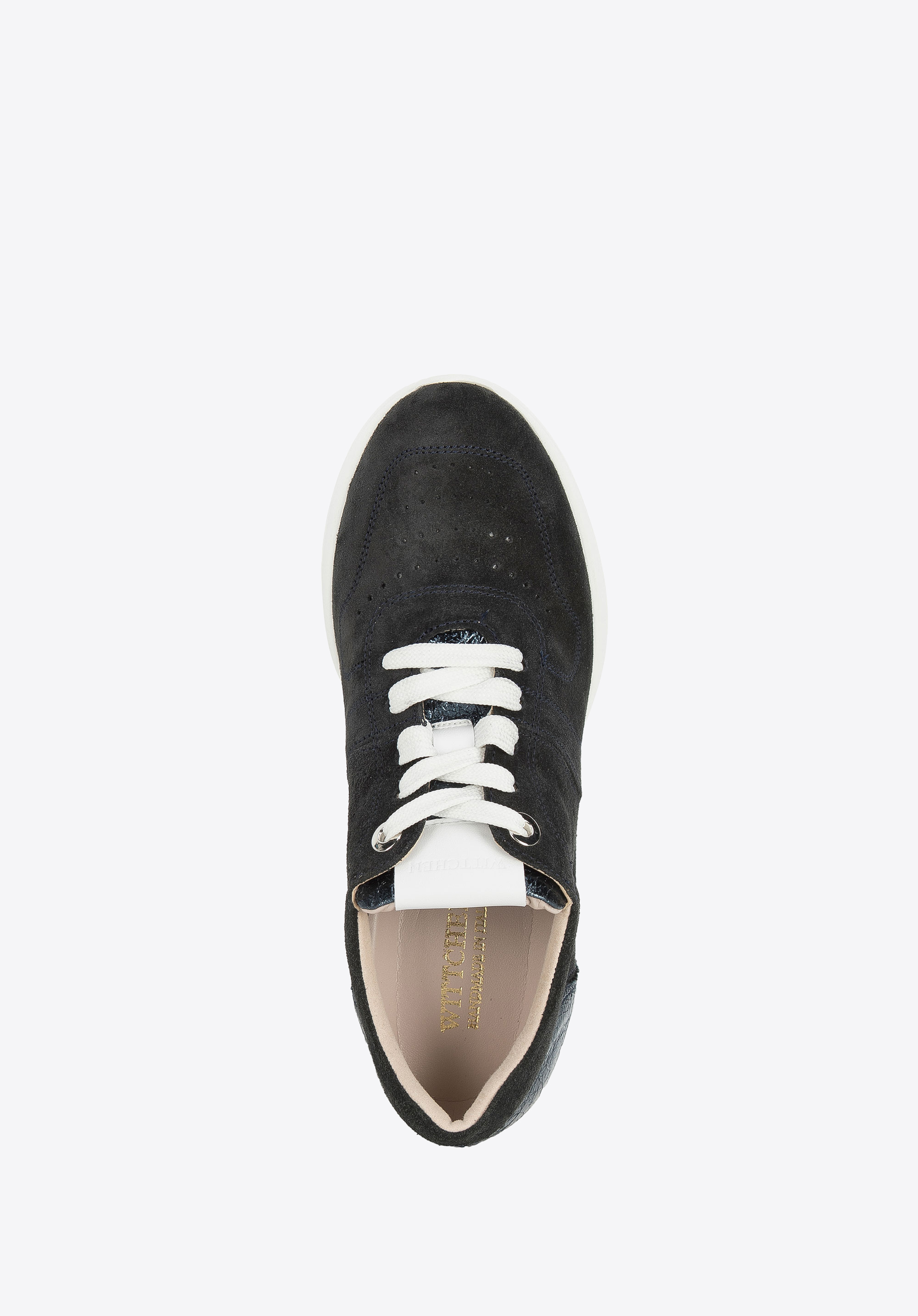 Damskie sneakersy zamszowe na koturnie w pasy