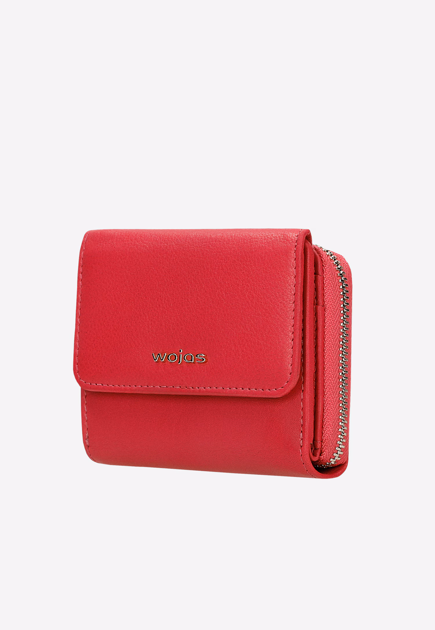 Mały czerwony portfel damski ze skóry licowej