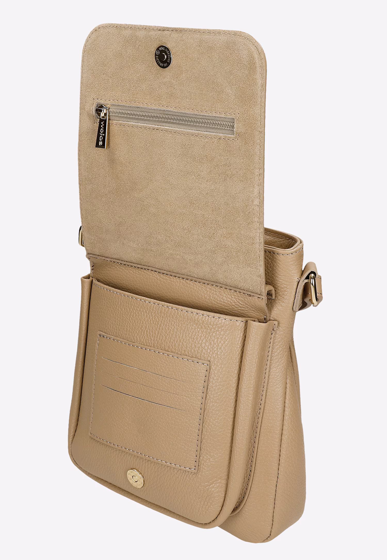 Beżowa listonoszka damska z łączonych skór