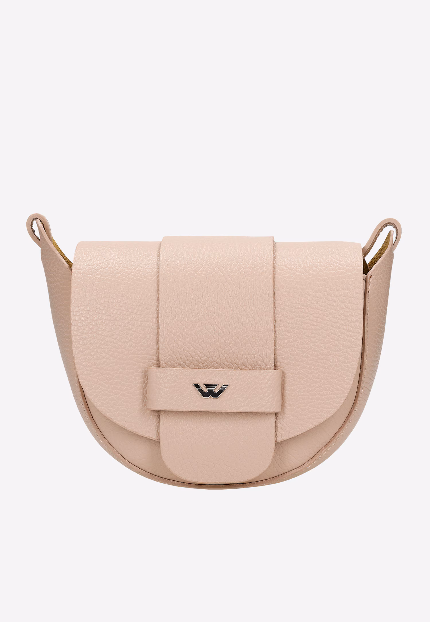 Jasnobrązowa skórzana torebka damska typu saddle bag