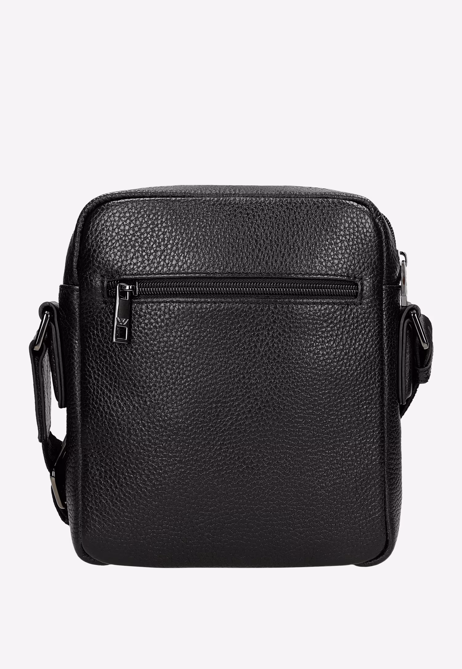 Czarna skórzana torba męska z materiałowym paskiem