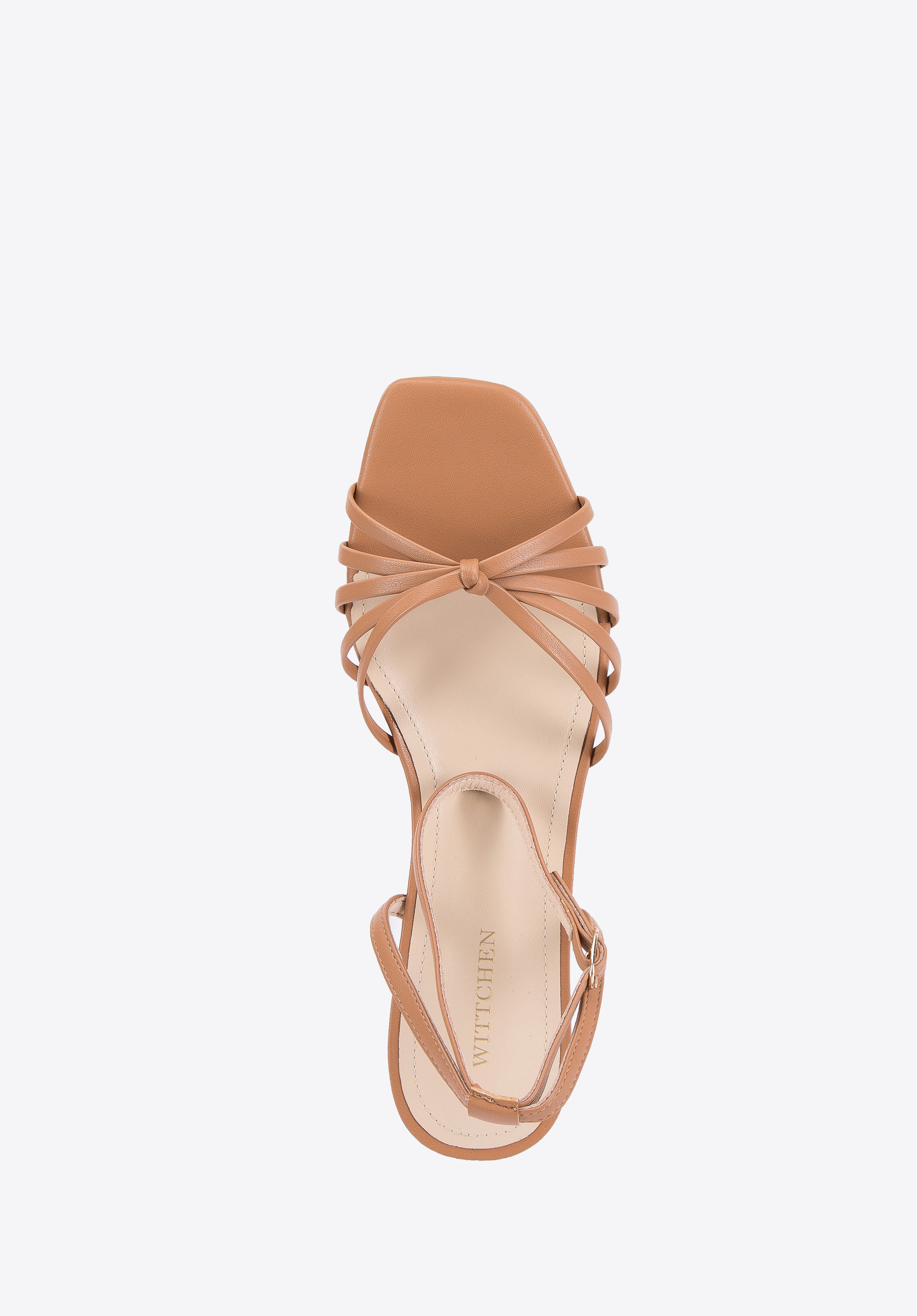 Damskie sandały skórzane z cienkimi paseczkami i supełkiem