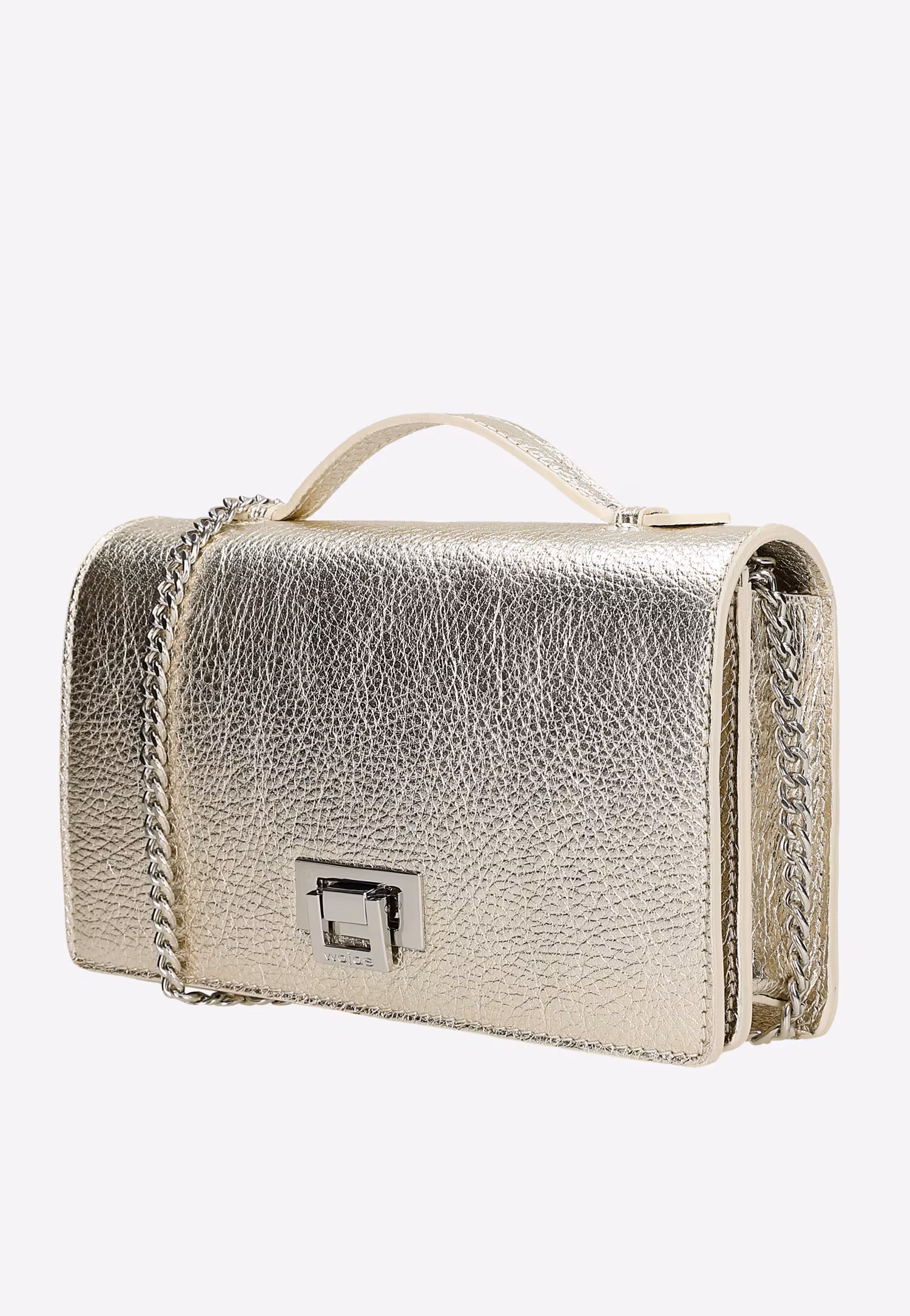 Złota wizytowa torebka damska ze skóry licowej