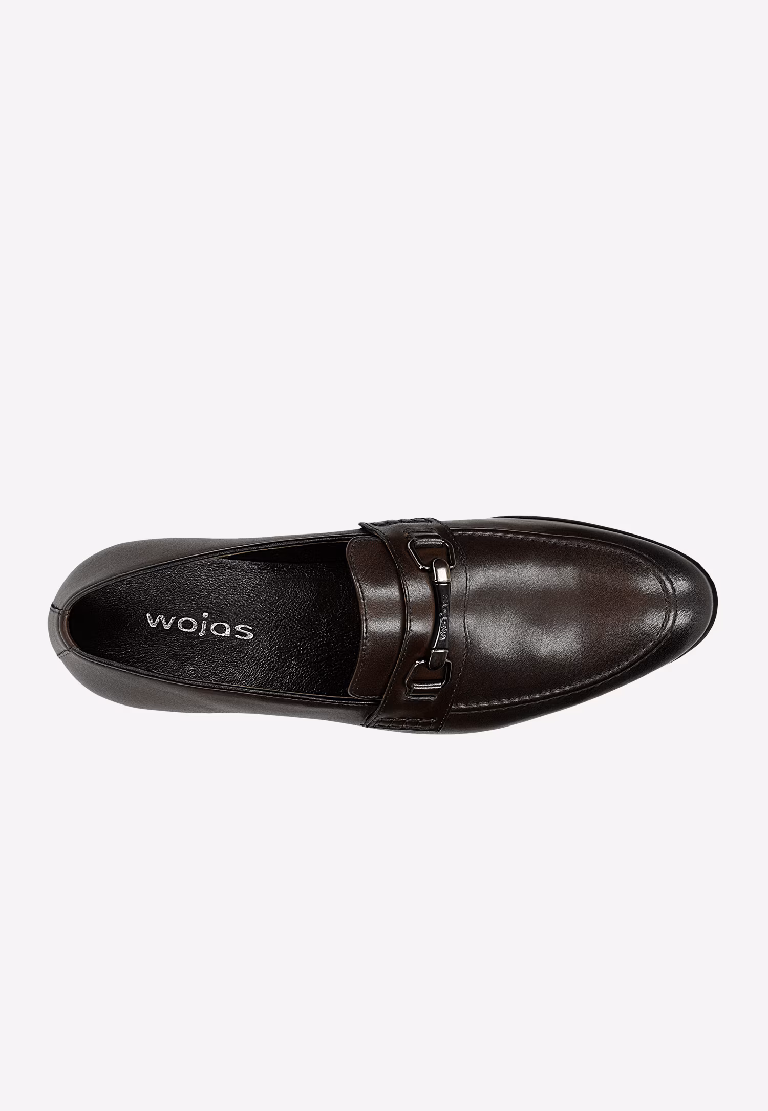 Czarne skórzane mokasyny męskie z metalową ozdobą