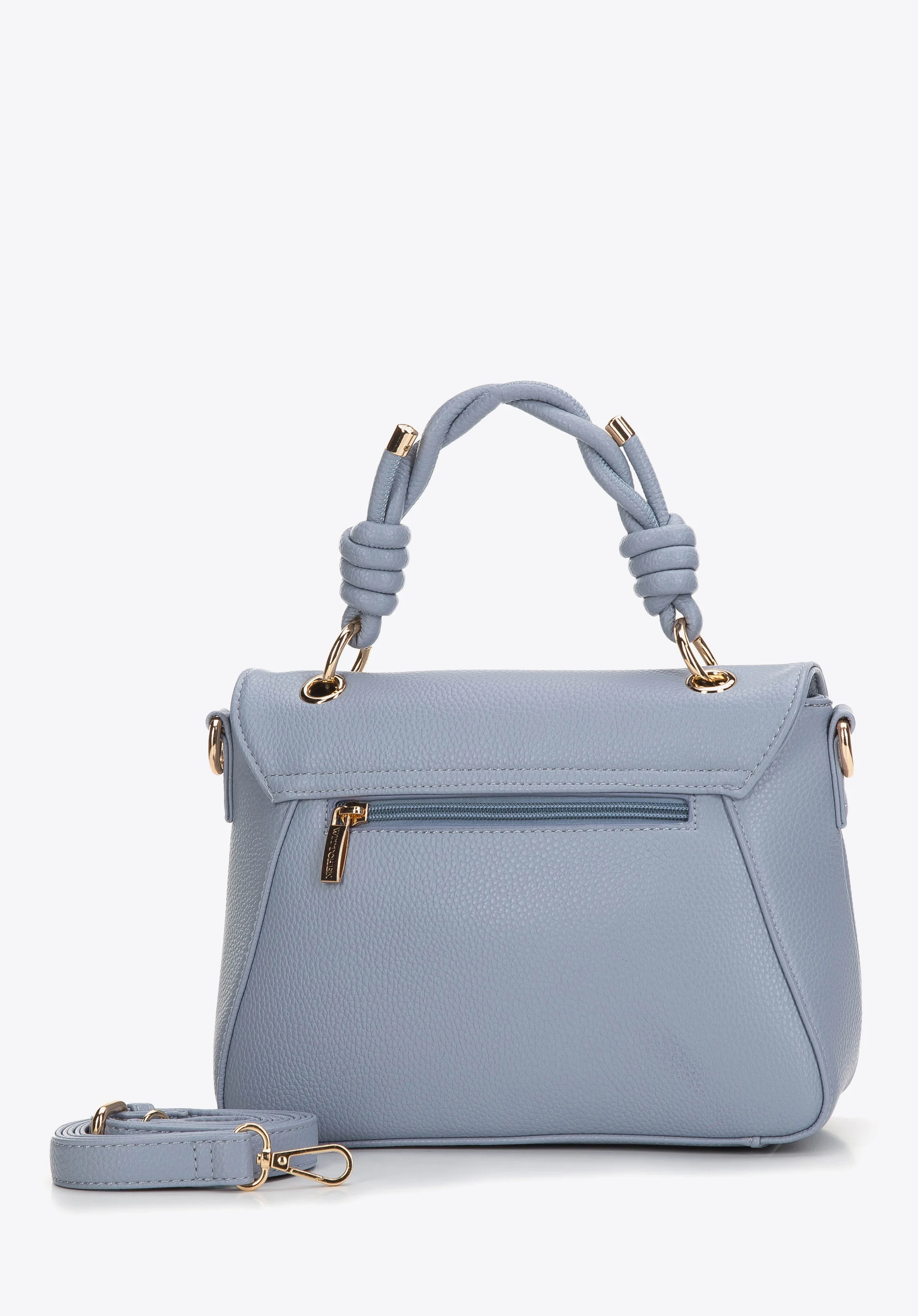 Torebka kuferek z ekoskóry z plecioną rączką