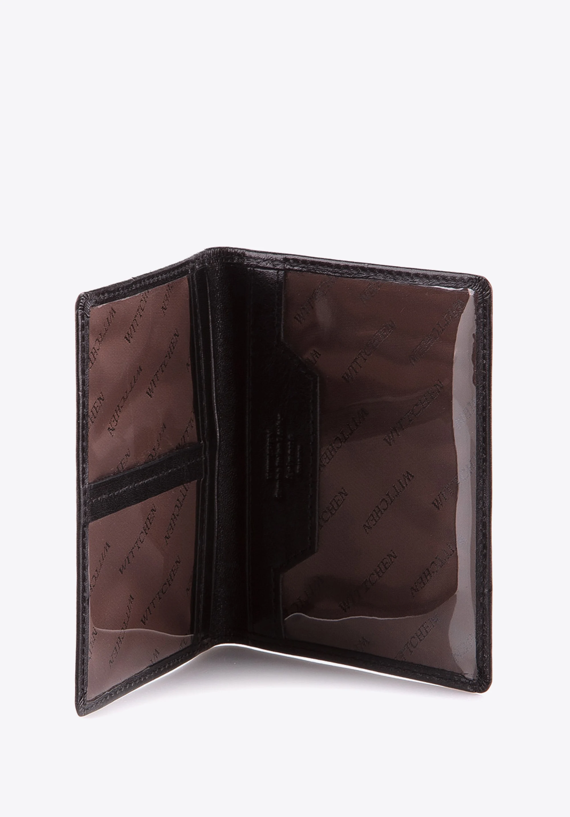 Etui na dokumenty skórzane z transparentnymi kieszeniami
