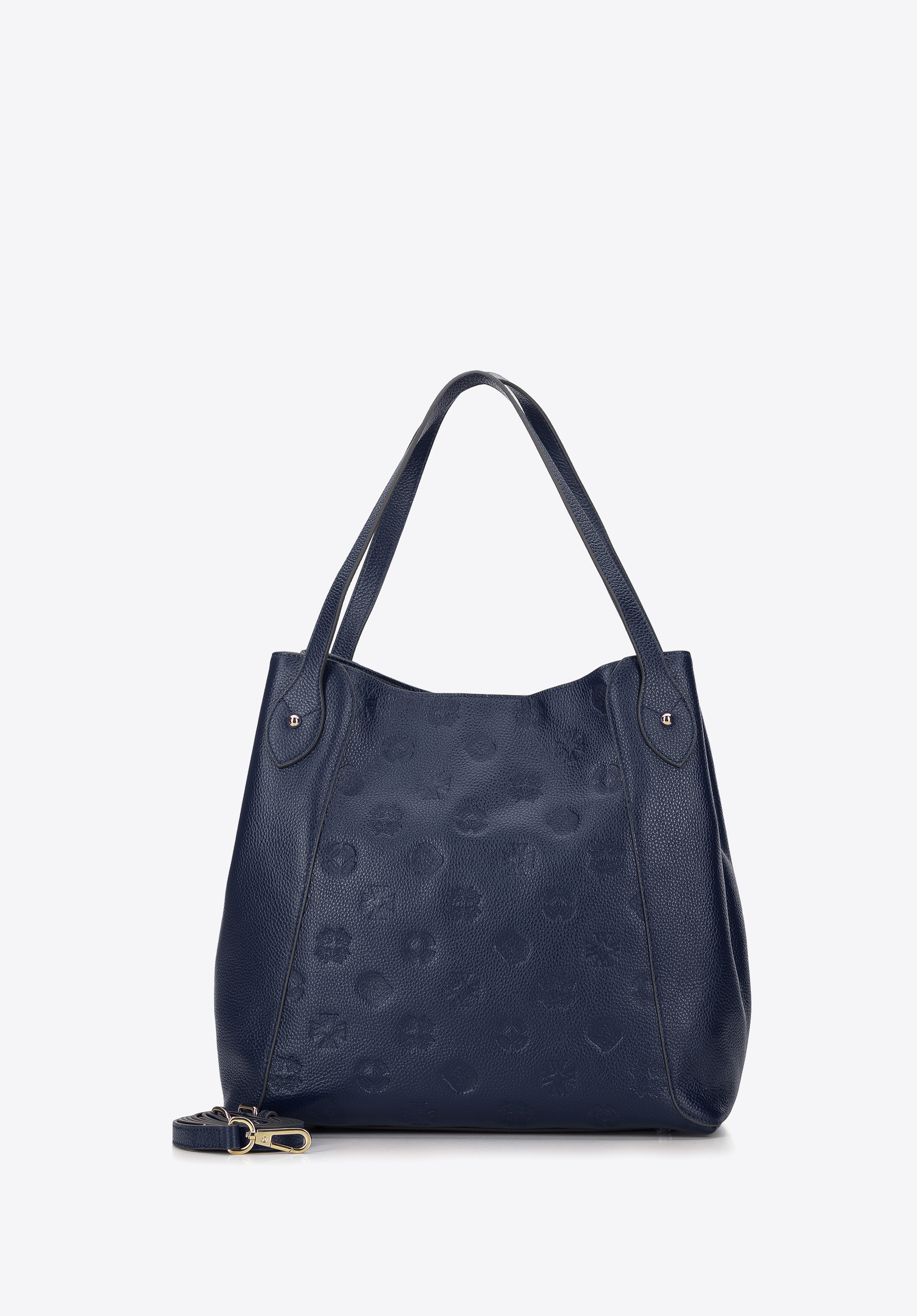 Torebka worek ze skóry w monogram z chwostem